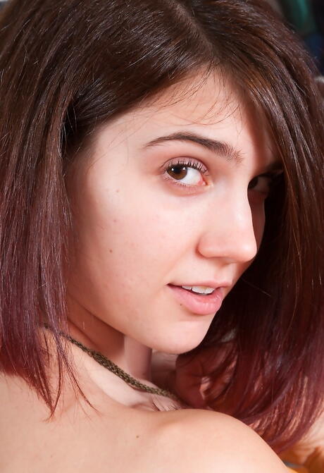 Slim babe Aislynn exposing tiny tits and spreading her legs 