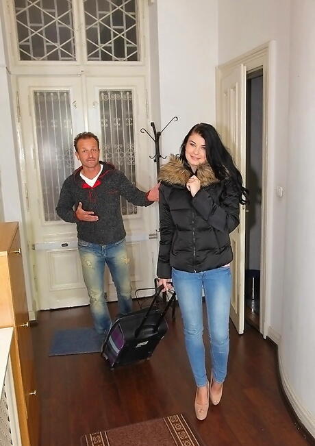 Excellent czech brunette teen Lucy Li drilled in her nice pussy after good cock suck 